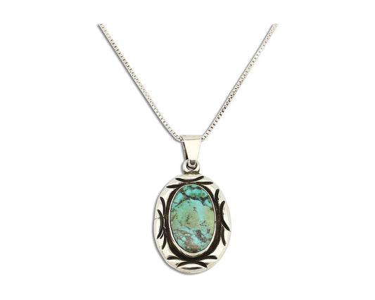 Navajo Necklace 925 Silver Kingman Turquoise Signed C Montoya C.80's