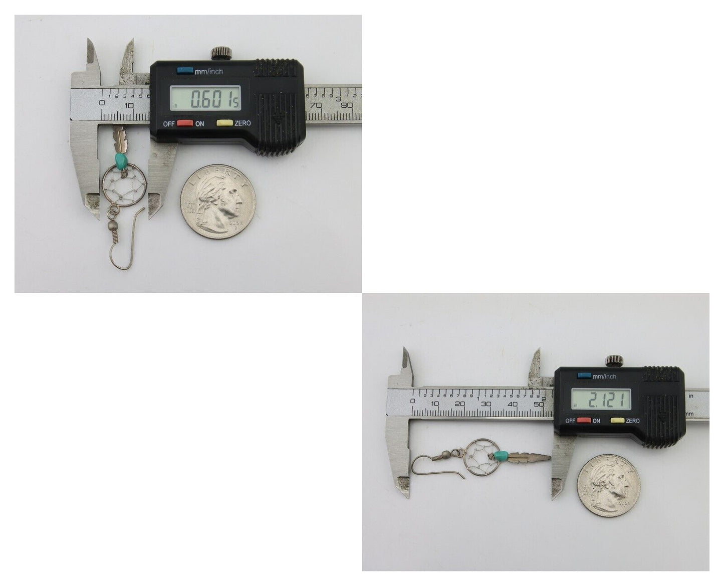 Navajo Dangle Dream Catcher Earrings 925 Silver Blue Turquoise Native Artist C80