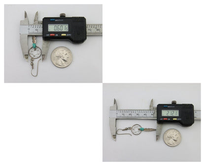 Navajo Dangle Dream Catcher Earrings 925 Silver Blue Turquoise Native Artist C80