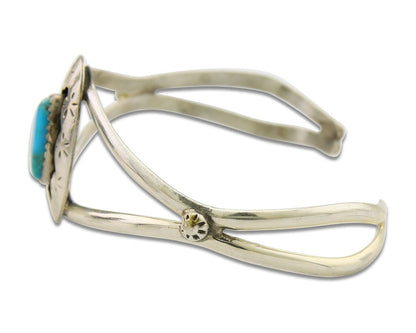 Navajo Cuff Bracelet 925 Silver Turquoise Cuff Artist Signed IJC C.80's
