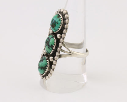 Navajo Handmade Ring 925 Silver Natural Turquoise Native American Artist C.80's