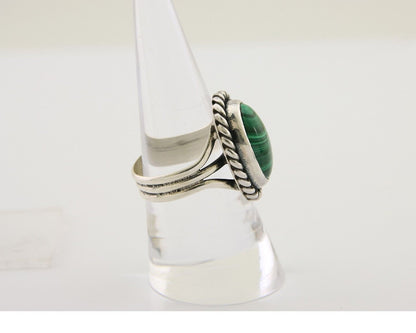 Navajo Ring 925 Silver Natural Malachite Native American Artist C.80's