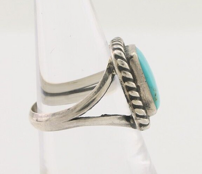 Navajo Ring 925 Silver Natural Blue Turquoise Artist Signed Apache Mfg C.80's