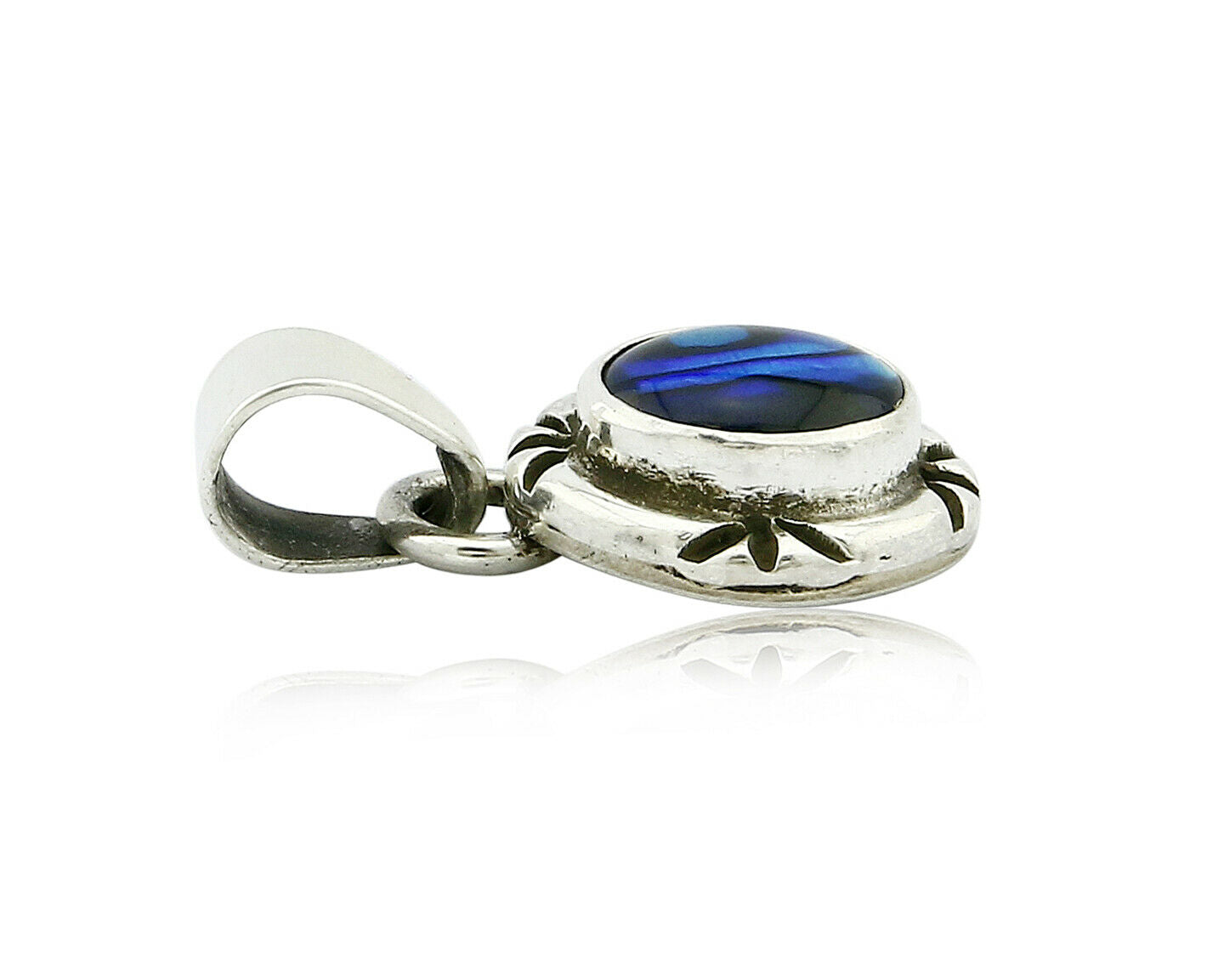 Navajo Hand Stamped Natural Mined MOP in .925 SOLID Silver Pendant