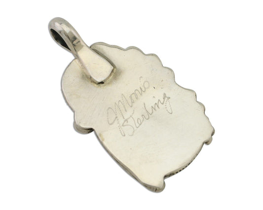 Navajo Pendant 925 Silver Sleeping B Turquoise Signed Justin Morris C.80's