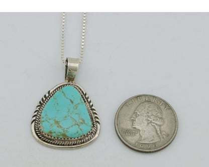Navajo Necklace 925 Silver Kingman Turquoise Signed Anna Begay C.80's