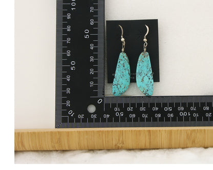Santo Domingo Earrings 925 Silver Natural Turquoise Native American Artist C80s