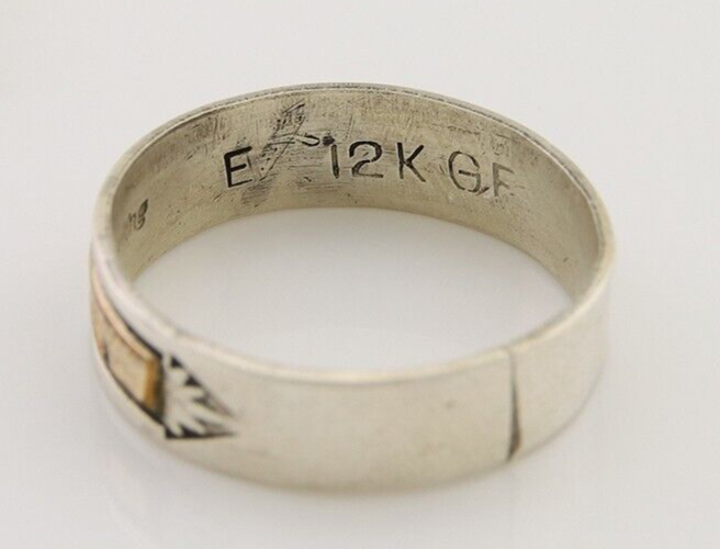 Navajo Handmade Ring 925 Silver & Gold Artist Signed E C.80's