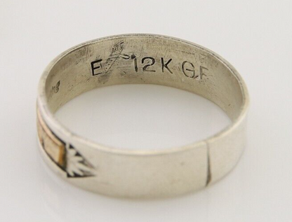 Navajo Handmade Ring 925 Silver & Gold Artist Signed E C.80's