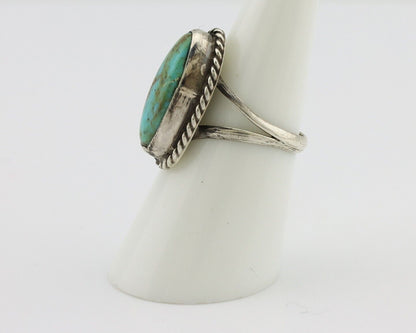 Navajo Ring 925 Silver Kingman Turquoise Native American Artist C.80's