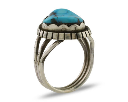 Navajo Ring 925 Silver Natural Blue Turquoise Signed Tony Guerro C.80's