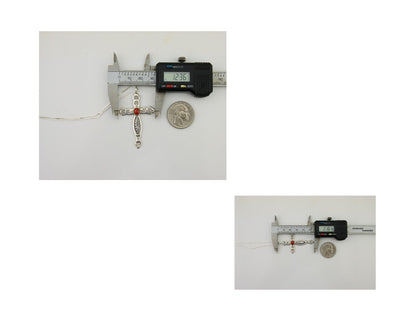 Navajo Cross Necklace 925 Silver Mediterranean Coral Native American Artist C80s