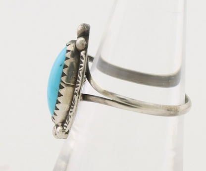 Navajo Ring 925 Silver Sleeping Beauty Turquoise Artist Signed SC C.80's