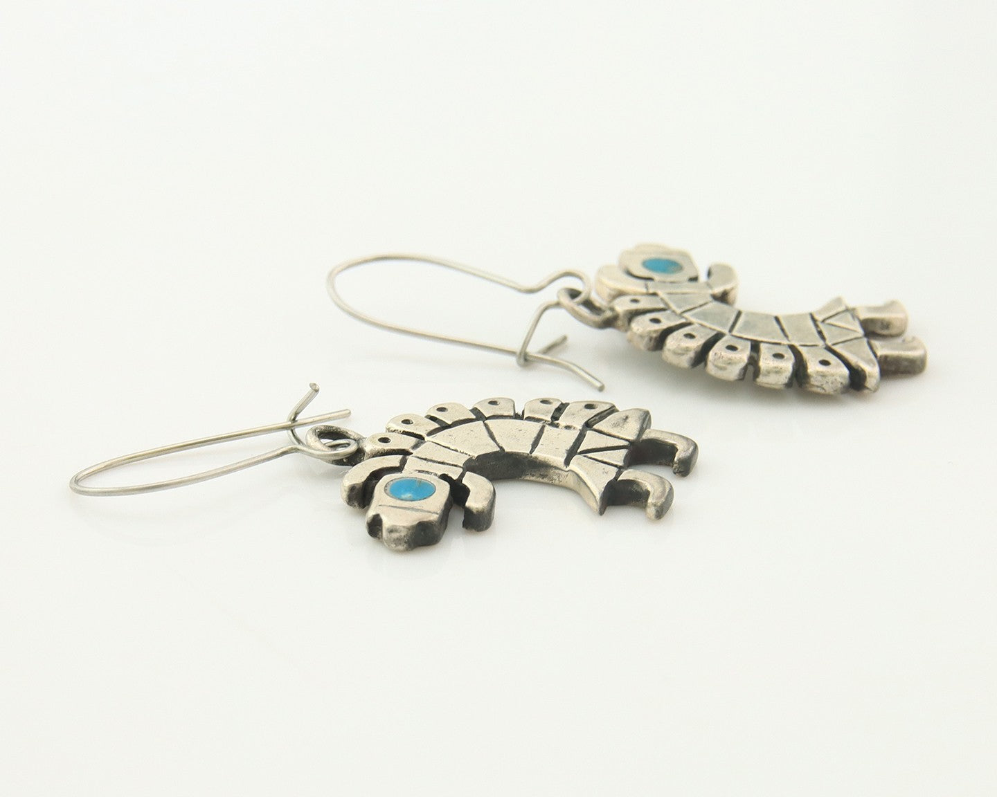 Navajo Dangle Earrings Sterling Silver Turquoise Vintage Handmade Dancer