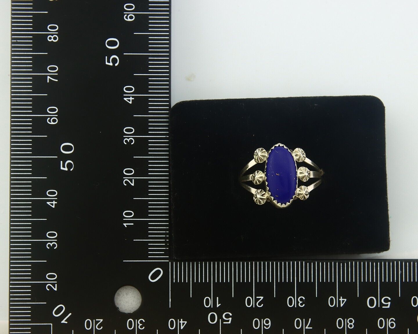 Navajo Ring 925 Sterling Natural Lapis Handmade Native Artist C.80's
