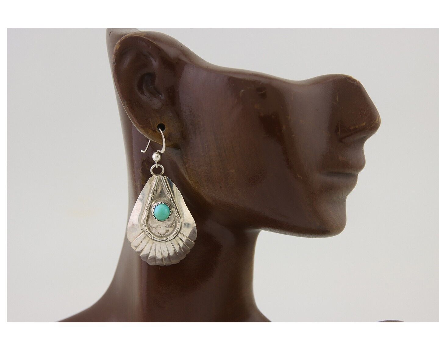 Navajo Earrings 925 Silver Turquoise Artist Signed Dean Brown C.80's