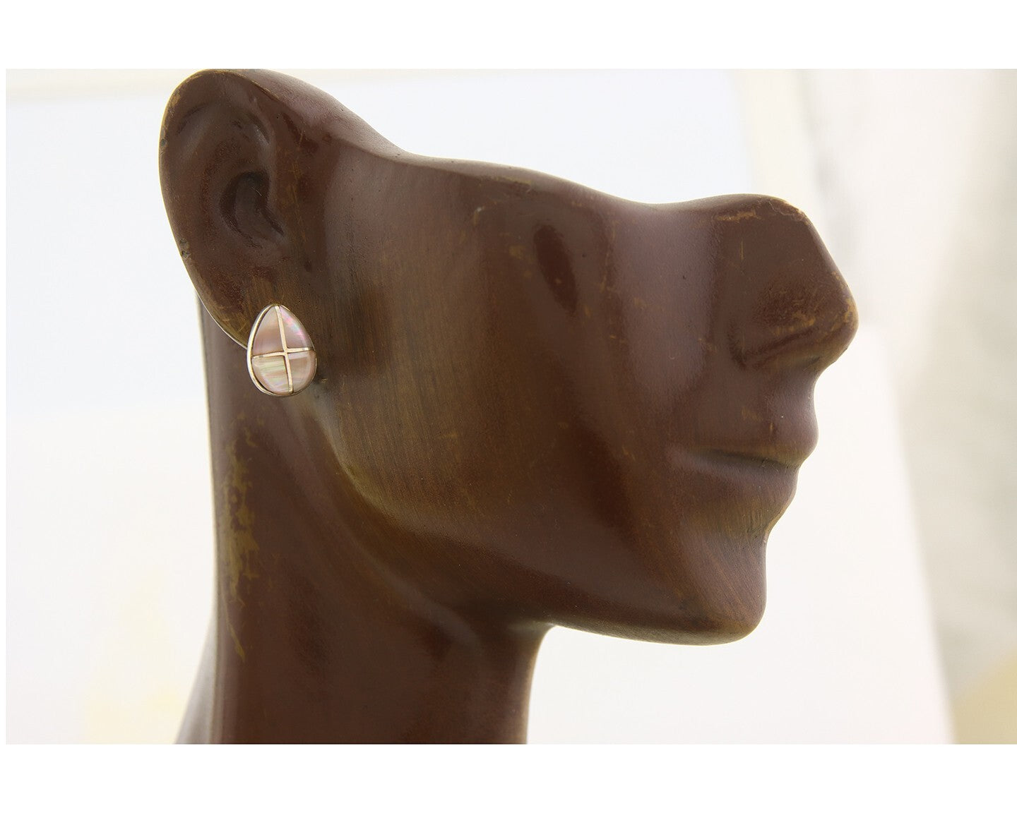 Navajo Earrings 925 Silver Pink Mussel Native American Artist C.80's