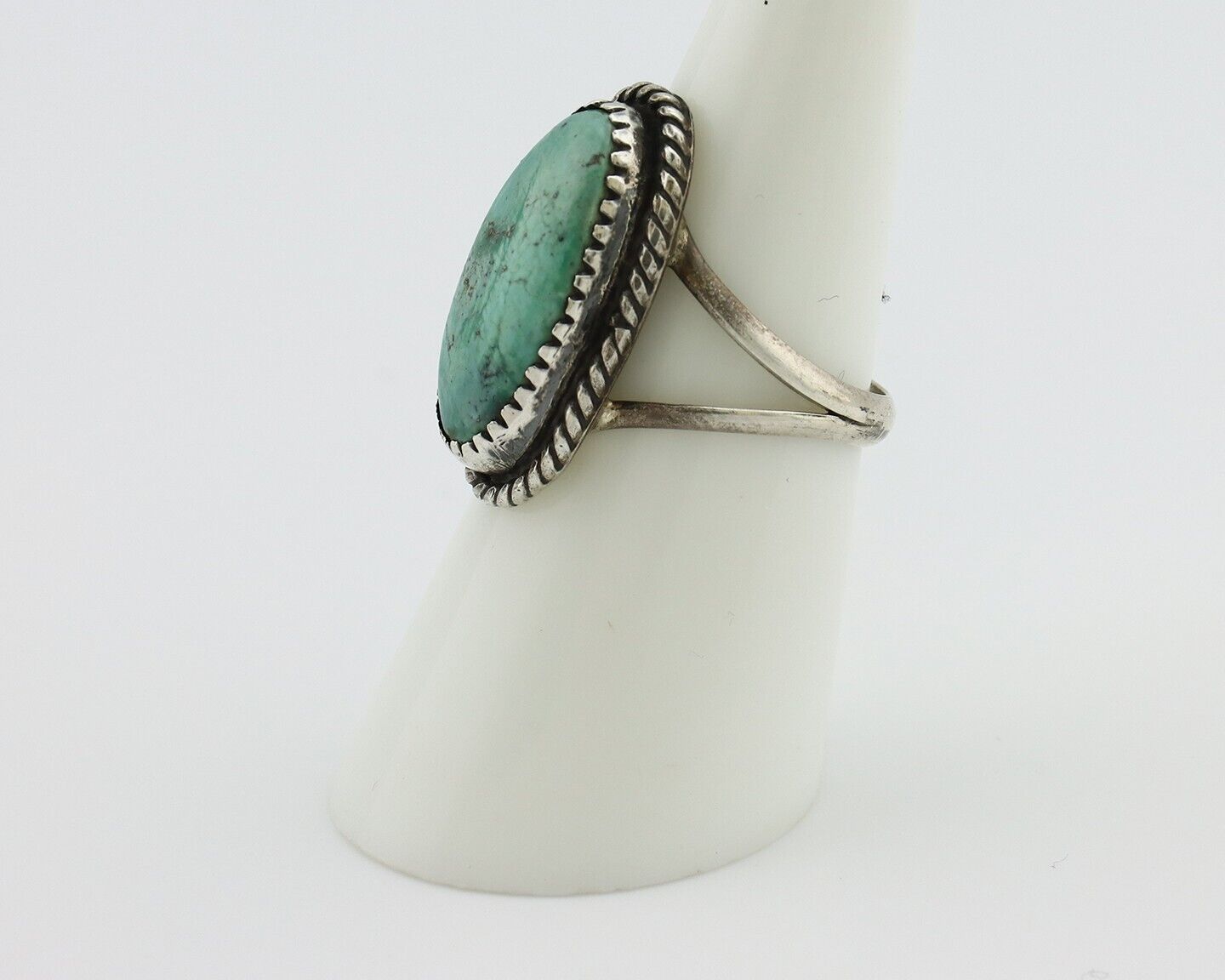 Navajo Ring 925 Silver Kingman Turquoise Native American Artist C.80's