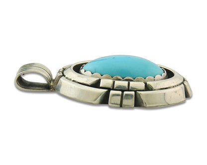 Navajo Sterling Silver Pendant Turquoise Authentic Vintage Signed