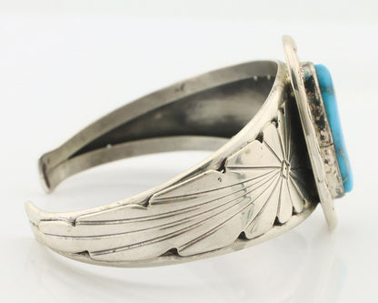 Navajo Bracelet 925 Silver Natural Fox Mine Turquoise Signed Doug Zachary C.80's