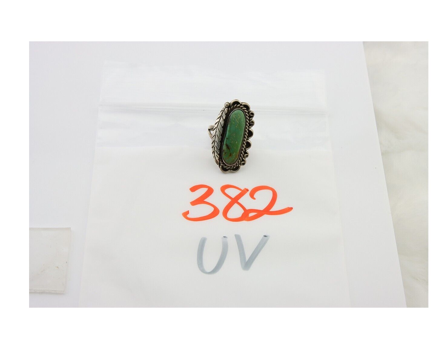 Navajo Ring .925 Sterling Blue Turquoise Artist Signed R Yazzie C.80's