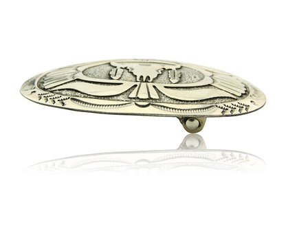 Navajo Belt Buckle 925 Sterling Silver Artist Signed Gene Gibson 2x3 in C.80's