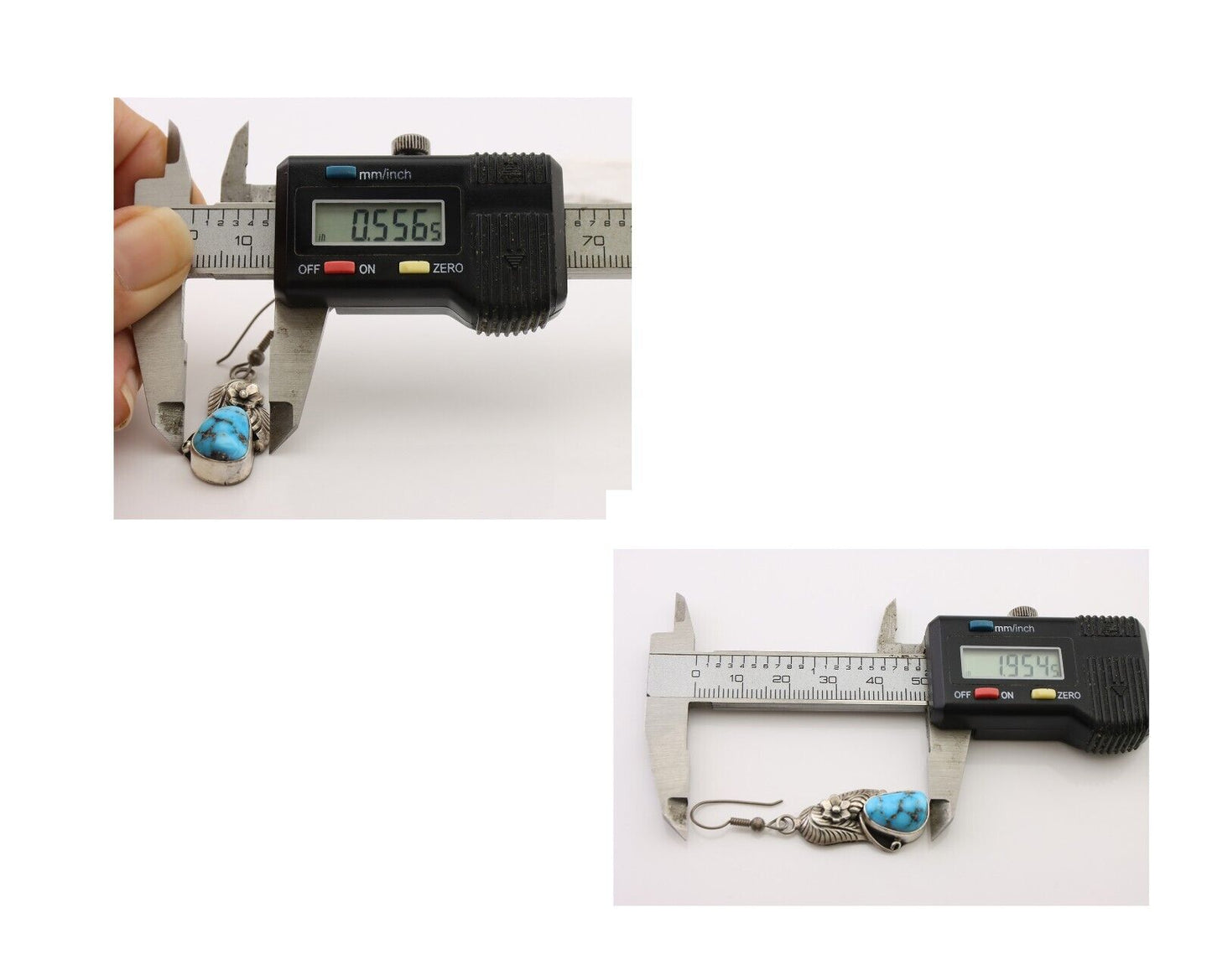 Navajo Handmade Earrings 925 Silver Natural Turquoise Native Artist C.80's