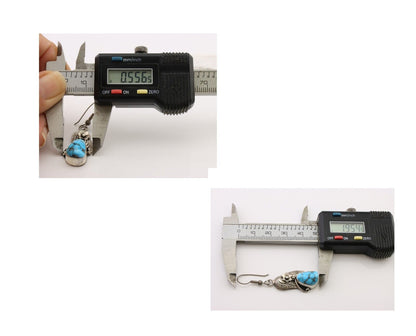 Navajo Handmade Earrings 925 Silver Natural Turquoise Native Artist C.80's