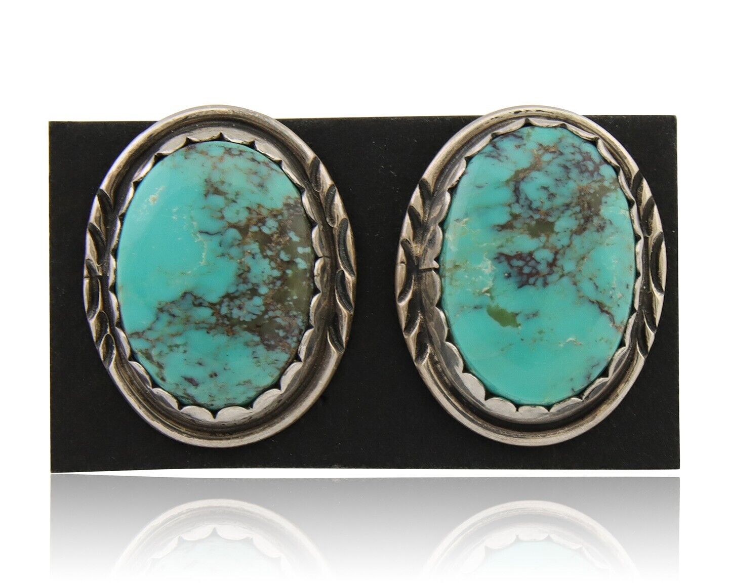 Navajo Earrings 925 Silver Natural Blue Native American Artist C.80's