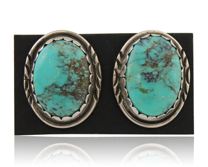 Navajo Earrings 925 Silver Natural Blue Native American Artist C.80's