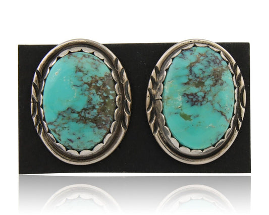 Navajo Earrings 925 Silver Natural Blue Native American Artist C.80's
