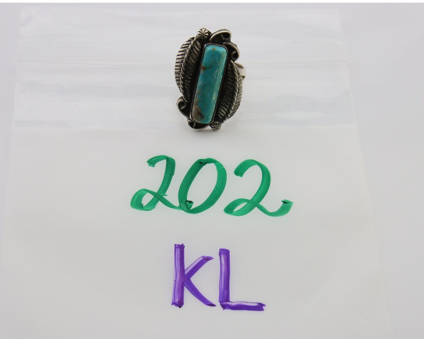 Navajo Handmade Ring 925 Silver Natural Turquoise Native Artist C.80's