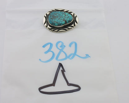 Navajo Pin 925 Silver Natural Spiderweb Turquoise Signed C Raincloud C.80's