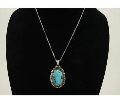 Navajo Necklace 925 Silver Natural Turquoise Artist Signed M Montoya C.80's