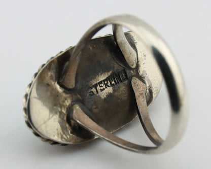 Navajo Ring 925 Silver Kingman Turquoise Native American Artist C.80's