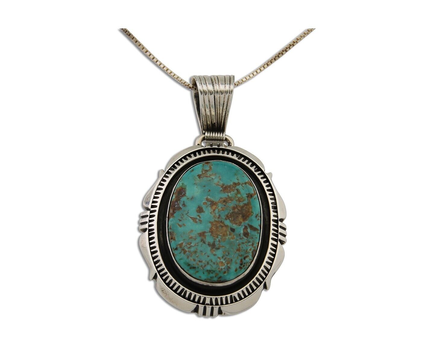 Navajo Necklace 925 Silver Natural Turquoise Artist Signed Mike Begay C.80's