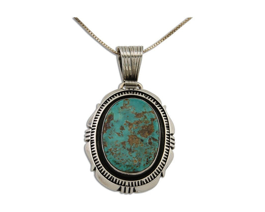 Navajo Necklace 925 Silver Natural Turquoise Artist Signed Mike Begay C.80's