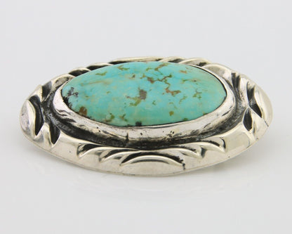 Navajo Pin 925 Silver Natural Mined Turquoise Artist Signed C Montoya C.80's