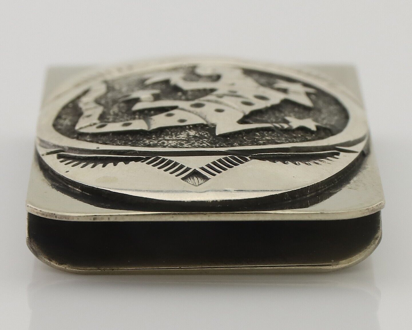 Navajo Lizard Money Clip .925 Silver & .999 Nickle Signed Gibson Gene C.80's