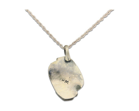 Navajo Necklace Sterling Silver Authentic Natural Turquoise Vintage Signed PM
