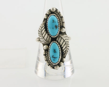Navajo Ring 925 Silver Sleeping Beauty Turquoise Signed Sharon Cisco C.80's