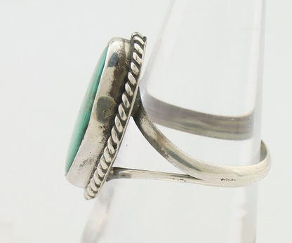 Navajo Ring 925 Silver Blue Gem Turquoise Artist Signed Rabbit Stick C.80's