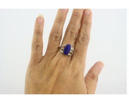 Navajo Ring 925 Sterling Natural Lapis Handmade Native Artist C.80's