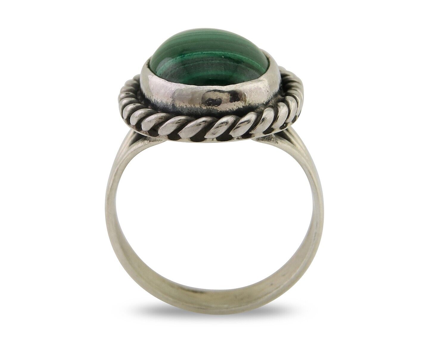 Navajo Ring 925 Silver Natural Malachite Native American Artist C.80's