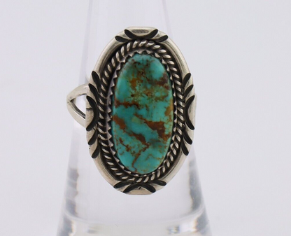 Navajo Hand Stamped Ring 925 Silver Natural Turquoise Native Artist C.80's