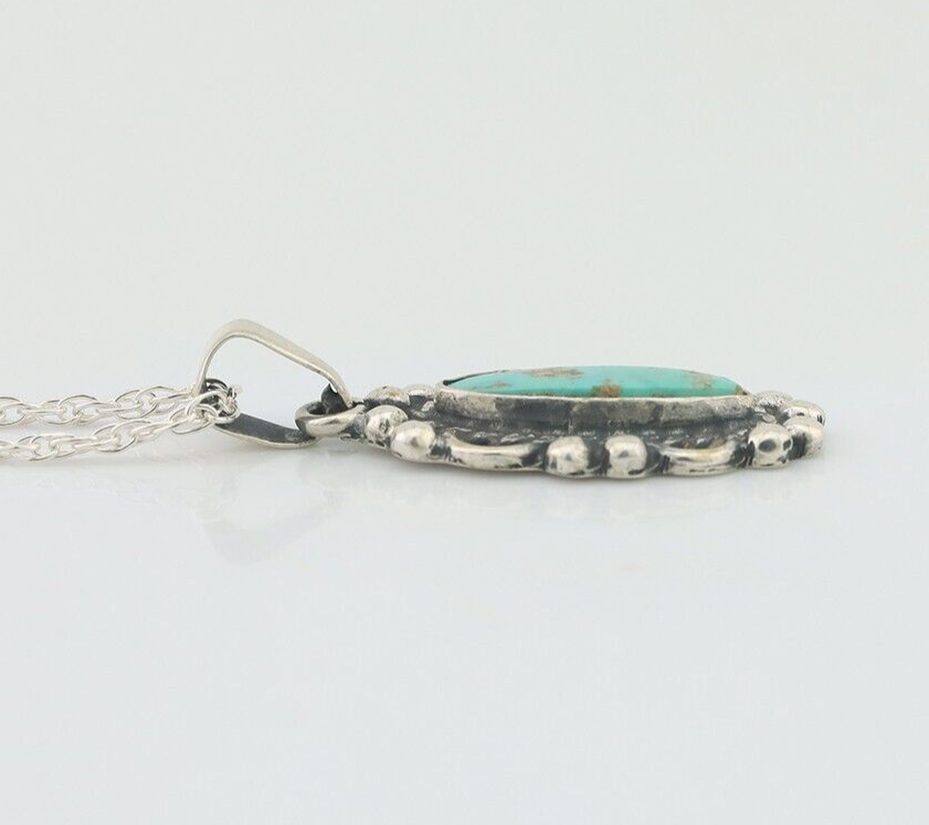Navajo Necklace 925 Silver Natural Turquoise Native American Artist C.80's