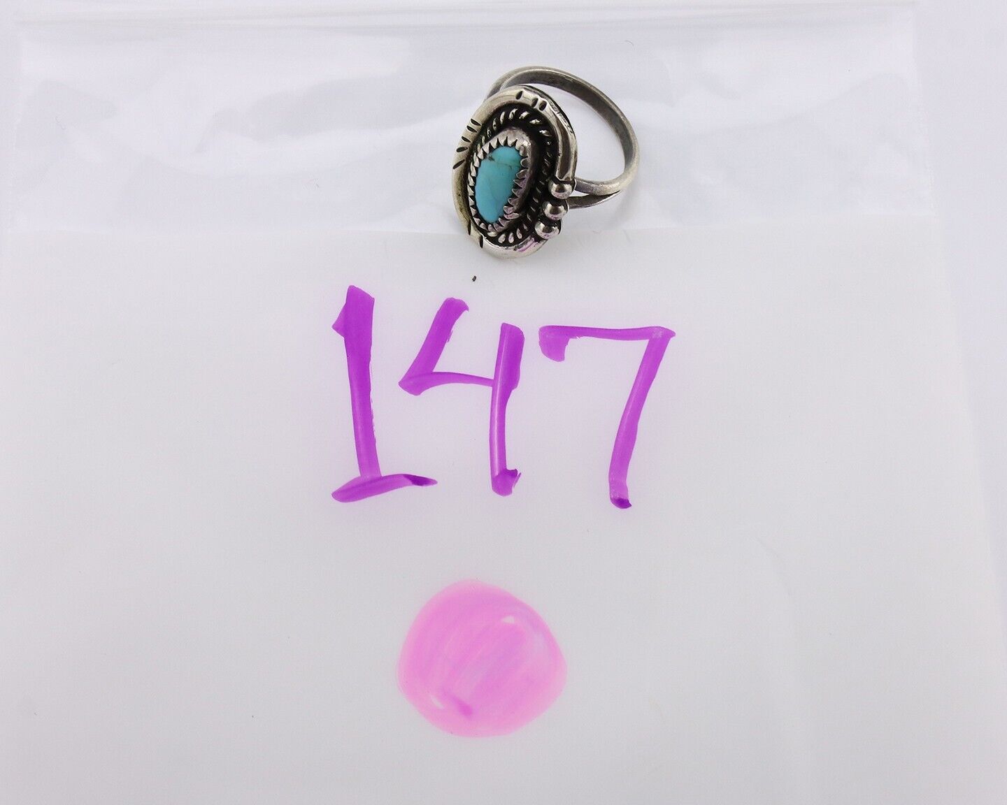 Navajo Ring 925 Silver Natural Blue Turquoise Native American Artist C.80's