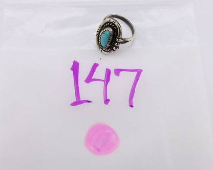 Navajo Ring 925 Silver Natural Blue Turquoise Native American Artist C.80's