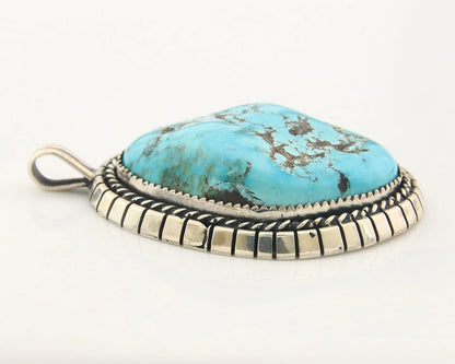 Navajo Pendant Sterling Silver Turquoise Vintage Signed Tom Willeto C.80's