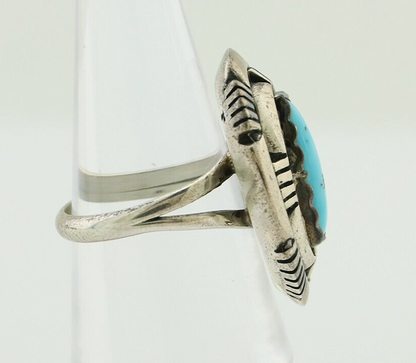Navajo Ring 925 Silver Blue Sleeping Beauty Turquoise Signed LM NEZ C.80's